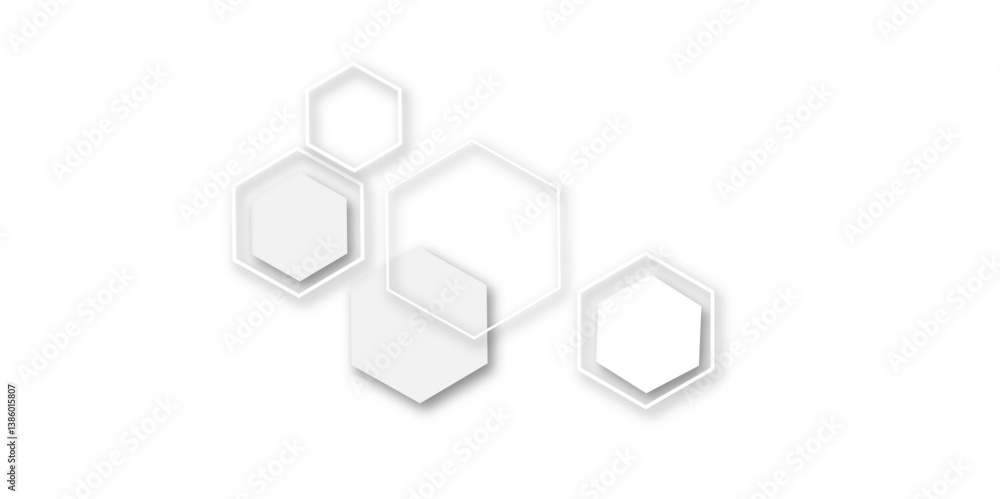 Poster abstract white and grey hexagon technology geometric pattern concept white background. use for templ