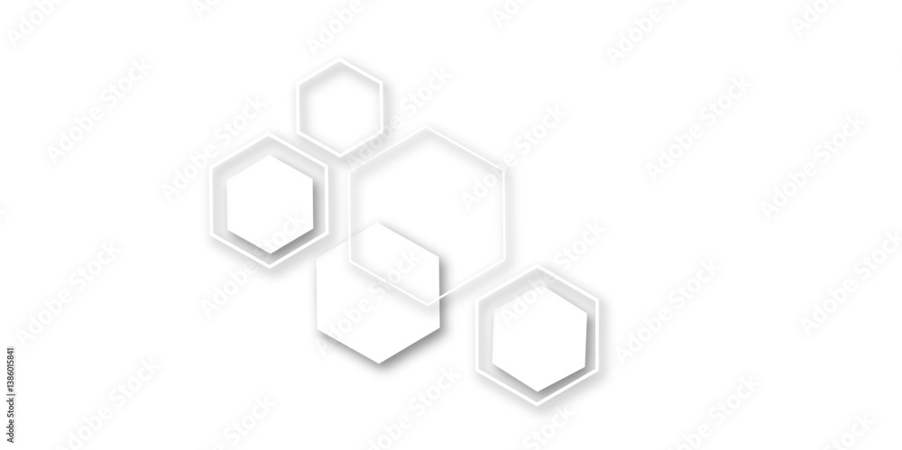 Poster abstract white and grey hexagon technology geometric pattern concept white background. use for templ