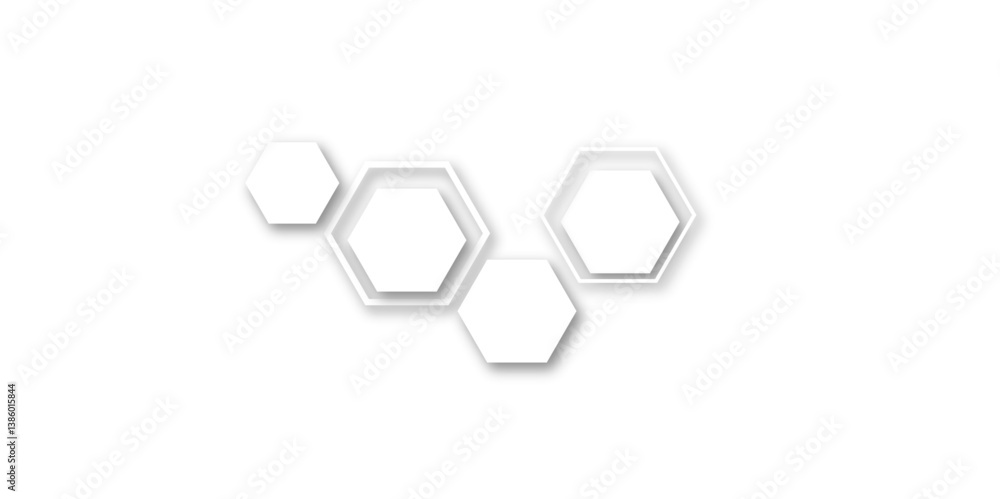 Aufkleber abstract white and grey hexagon technology geometric pattern concept white background. use for templ