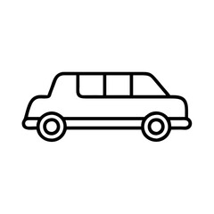 Illustration of a limousine car vector drawing black outline for transportation and luxury vehicle design 