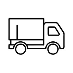 Fototapeta premium Delivery truck vector icon for logistics transport and shipping services in simple outline style design element