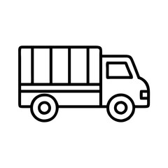 Outline delivery truck vector icon illustration for transportation and logistics services design element concept