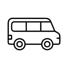 Outline drawing of a passenger van for transportation and travel related design projects and illustrations