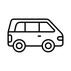 Outline drawing of a family van vehicle for transportation and travel with simple vector illustration style