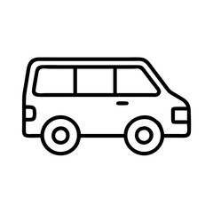 Outline drawing of a minivan vehicle for family travel and transport services vector illustration design