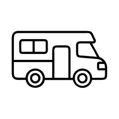 Rv camper van outline vector illustration for travel adventure and mobile home lifestyle design concept