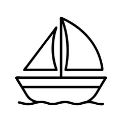Sailboat vector outline illustration clip art for nautical travel and summer vacation design, line art style