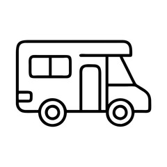 Camper van rv outline vector illustration for travel adventure and road trip designs and vacation ideas