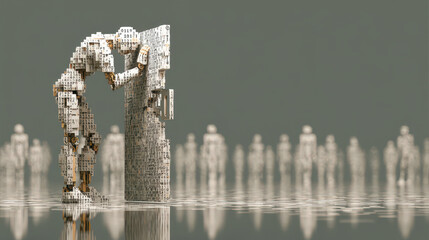 Abstract representation of OS vulnerability with coding figure at digital door and broken lock symbolizing cyber access breach