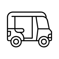 Isolated tuk tuk auto rickshaw vector illustration for asian transportation and travel design needs, line art