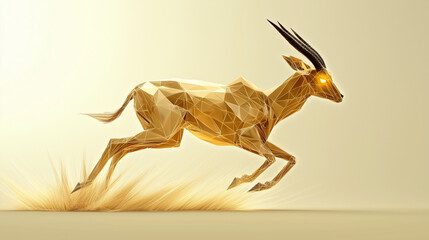 Polygonal Gazelle Running: Geometric Animal Art