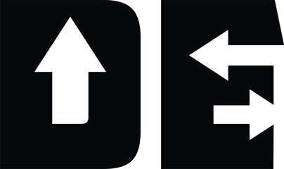 Letter D with arrow design vector, Letter E Arrow logo icon