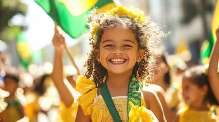 Joyful Brazilian Independence Day Parade Featuring Smiling Children