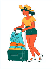 Woman packing clothes into suitcase for vacation