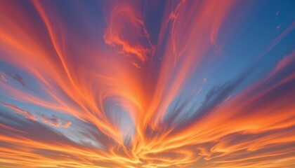 Swirling clouds at sunset, capturing the essence of warmth.