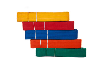 Karate Obi for Gi, Karate grading belts, Custom Martial Arts Belts Karate Taekwondo, isolated on...