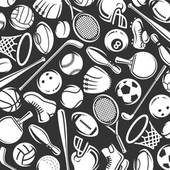 Sport background, pattern set. Collection icons sport. Vector 