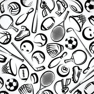 Sport background, pattern set. Collection icons sport. Vector 