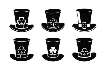 green top hat shamrock vector art silhouette