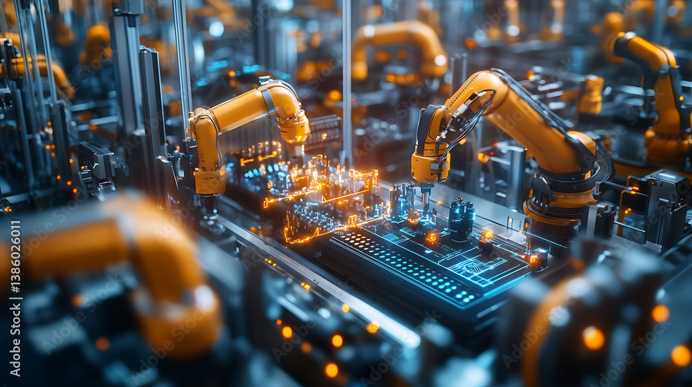 Poster an ai powered system optimizing production efficiency by analyzing real time factory performance dat