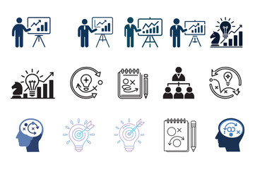 Business Strategy Icons Set for Presentations and Planning