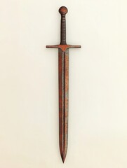 Antique Rusty Sword on White Background Medieval Weapon Close Up Studio Shot of Ancient Blade