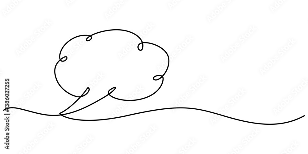 Poster speech bubble single line icon, continuous one line drawing of speech bubble, black and white graphi