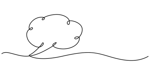 Speech Bubble Single Line Icon, Continuous one line drawing of speech bubble, Black and white graphics vector minimalist linear illustration made of single line, Talk text box, feedback message box. 