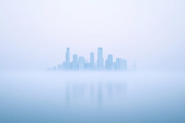 Obraz premium urban skyline shrouded in dense smog with buildings barely visible