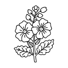hollyhock flower icon, hollyhock flower line art - simple line art of hollyhock flower, perfect for hollyhock flower logos and icons