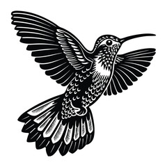 Obraz premium hummingbird silhouette on white background.