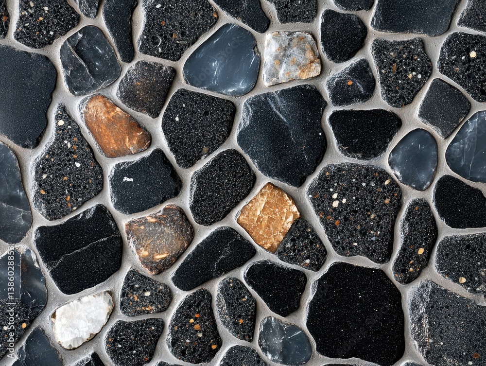 Poster captivating mosaic of natural stone tiles in varied shapes and colors for elegant wall cladding and 