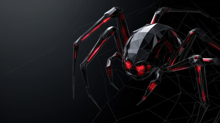 Abstract Spider Photo - Geometric Black Widow with Web