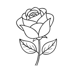 red rose flower icon, red rose flower line art - simple line art of red rose flower, perfect for red rose flower logos and icons