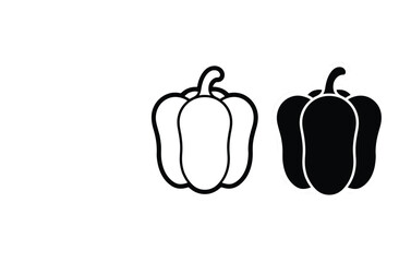 Simple Line Art of Two Bell Peppers in Black and White