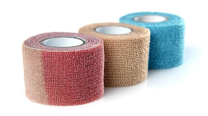 Adhesive bandage strip on white backdrop  

