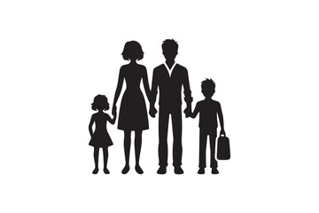 Set of a Happy Family Silhouette vector, Isolated on white Background