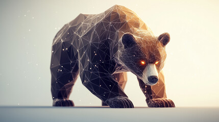 Low Poly Bear with Glowing Eyes &ndash; Futuristic Polygon Animal 3D Art