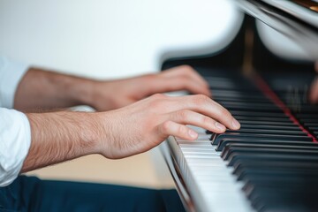 Obraz premium A pianist's hands playing classical music solo, captured in detail with enhanced quality.