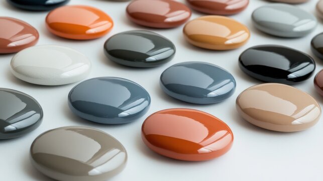 Collection of Colored Stone Shapes on White Background