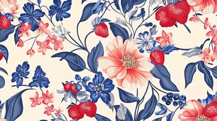 A bowl of creamy yogurt topped with granola, honey, and berries. Featuring health and vitality