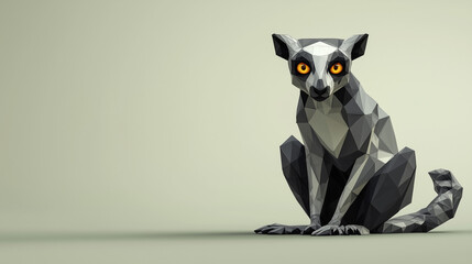 Stylized Lemur Photo Geometric Animal Portrait 