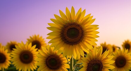 Obraz premium Golden Hour Sunflowers AI Generated
