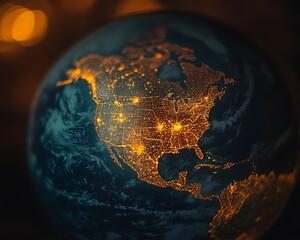 North America Globe Night Lights