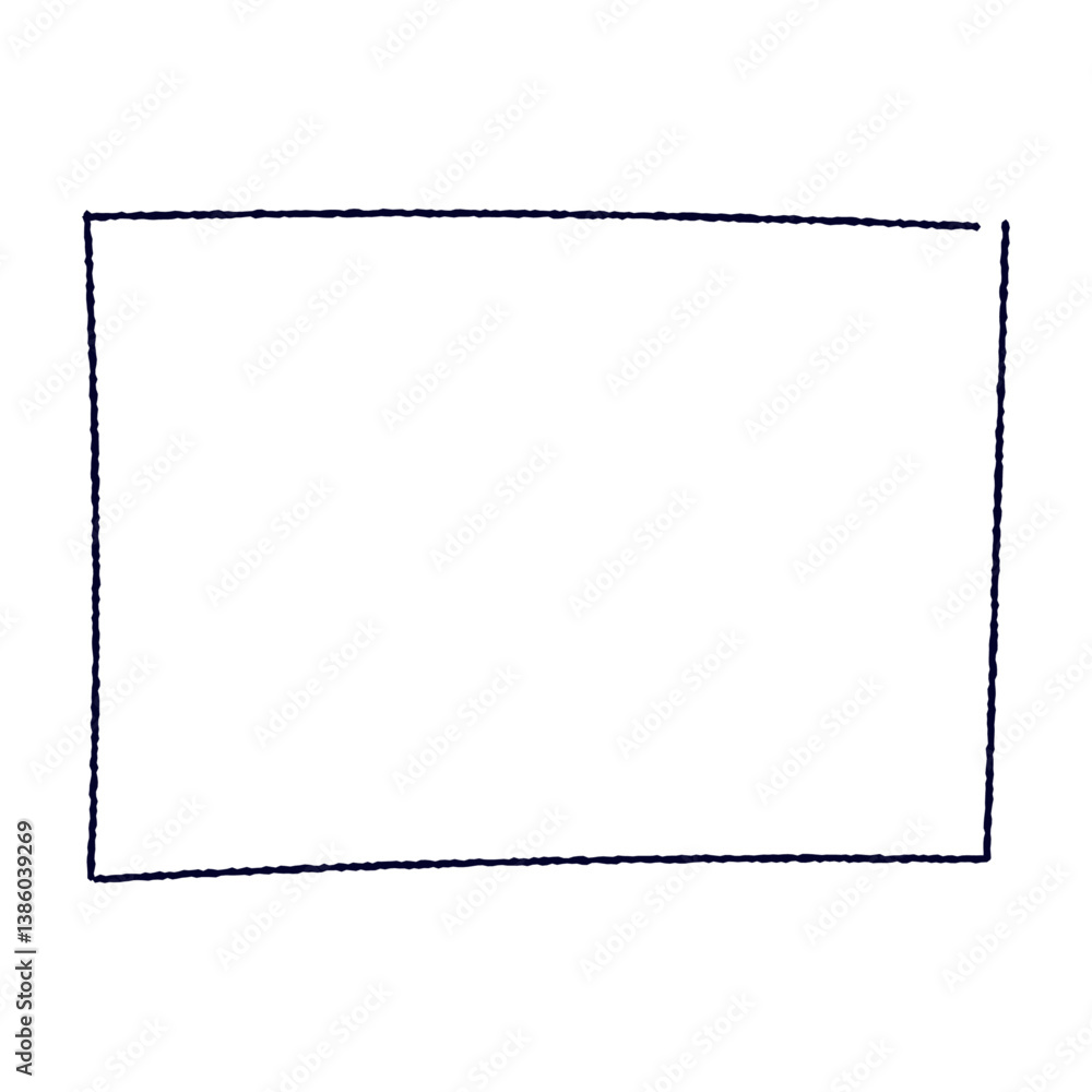 Poster hand drawn rectangular frame with rough brush strokes, sketchy pencil and marker border, scribbled s