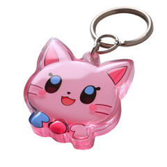 A cute acrylic keychain with a cartoon character design isolated on white background.PNG
