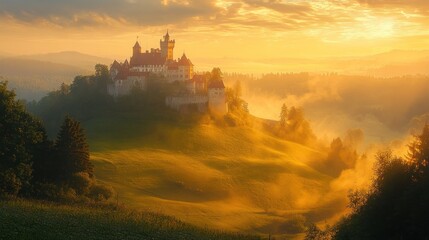 Golden Hour Castle: A Fairytale Sunrise