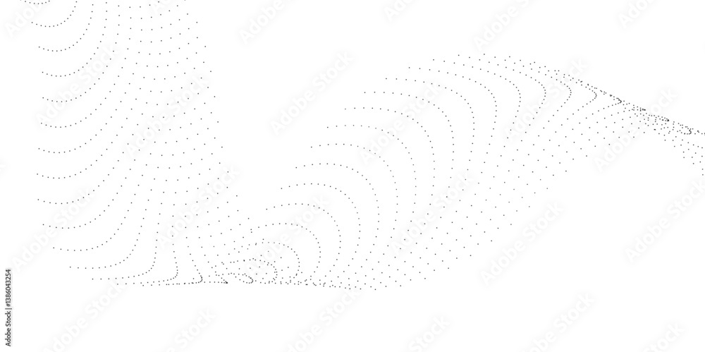 Poster abstract halftone flowing dots wave curved lines, frequency sound, technology curve dots lines. digi