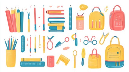 School Supplies and Objects Illustration