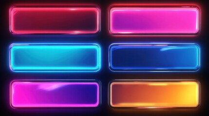 Six Rectangular Illuminated Color Buttons